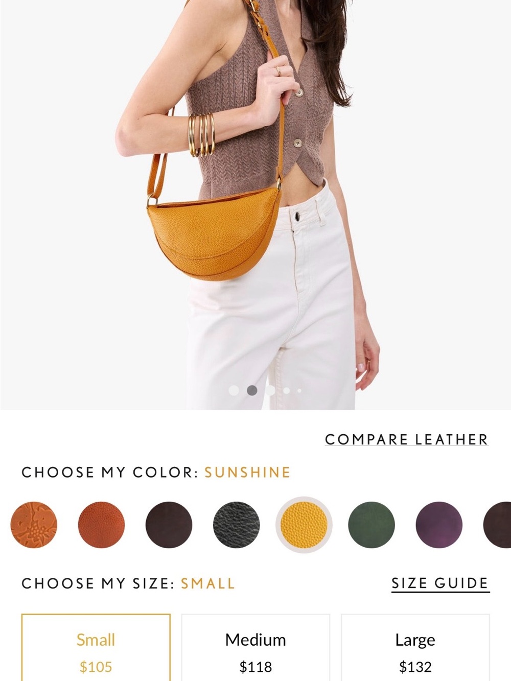 Portland leather sm Koala Crossbody Bag in Sunshine - Picture 12 of 15
